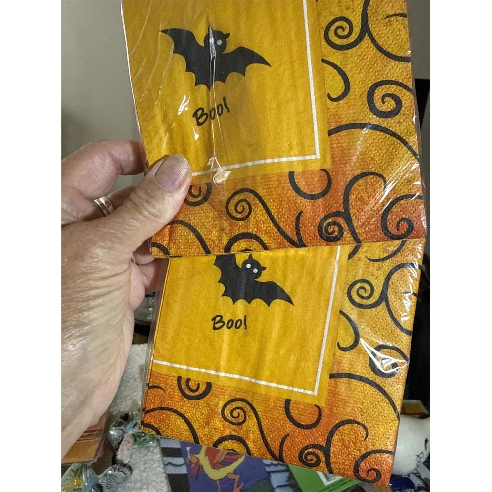 Halloween Paper Napkins Bats BOO New Lot Of 2 Pkg/20 In Each. 40 Pc Total